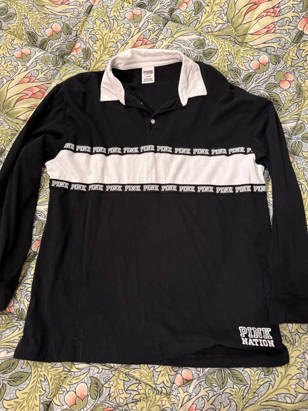 PINK Victoria's Secret Black Tee with White Logo
